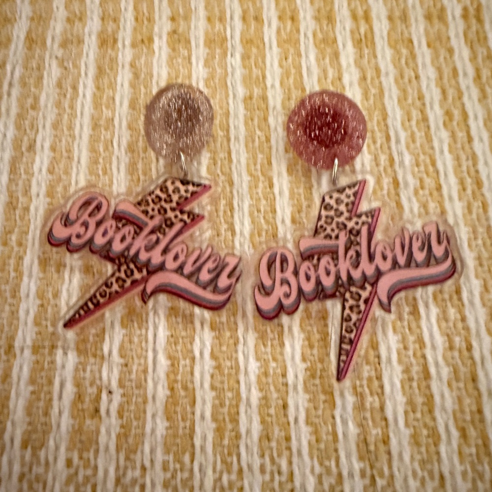 Pink and Leopard 'Booklover' Earrings